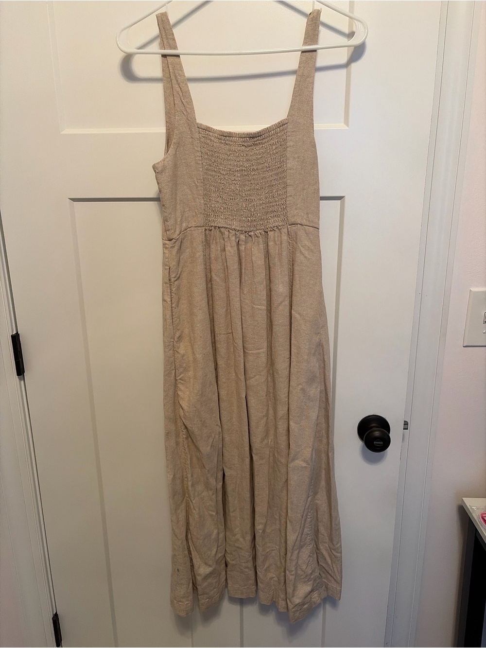 Old Navy Beige Smocked-Top Maxi Dress